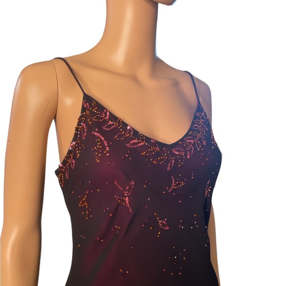 X scape Black Mesh beaded strappy fitted maxi gown size 6 - Picture 2 of 13